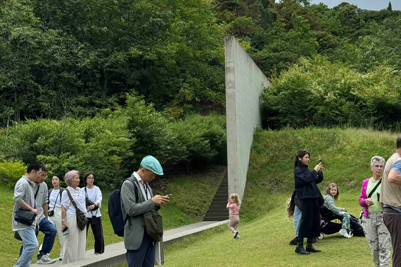 A crowd outside Chichu Art Museum, in “Architecture, Ecology, and the Museum Economy: Lessons from the Seto Inland Sea."