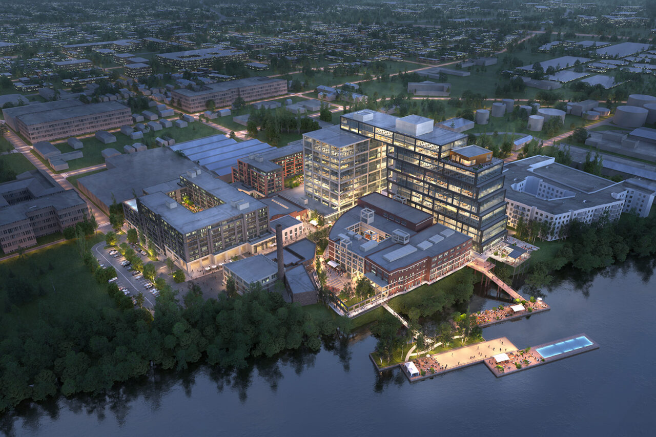 Neuhoff District conversion by S9 Architecture with Smith Gee Studio, HKS, Future Green Studio, and S9 in collaboration with Husband Wife, in Nashville, TN.