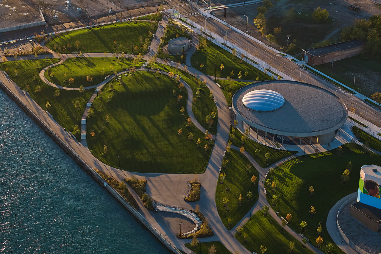 Ralph C. Wilson, Jr. Centennial Park by MVVA and Adjaye Associates in Detroit, MI. Photo: John D'Angelo, Courtesy Adjaye Associates.