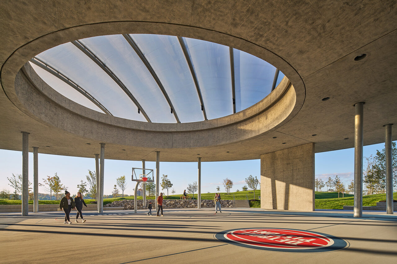 Ralph C. Wilson, Jr. Centennial Park by MVVA and Adjaye Associates in Detroit, MI. Photo: John D'Angelo, Courtesy Adjaye Associates.