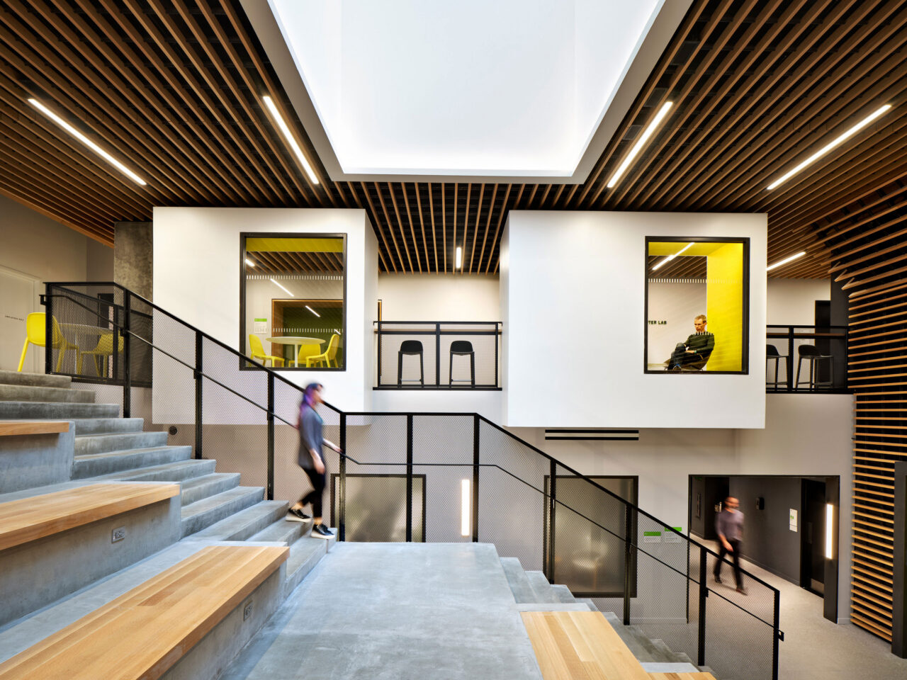 Chestnut Commons Community Center in Brooklyn, designed by Dattner Architects, provides affordable housing for formerly homeless and low-income households. The project includes communal spaces, a landscaped roof terrace, a satellite community college campus, a food manufacturing incubator that provides job training, and a credit union.