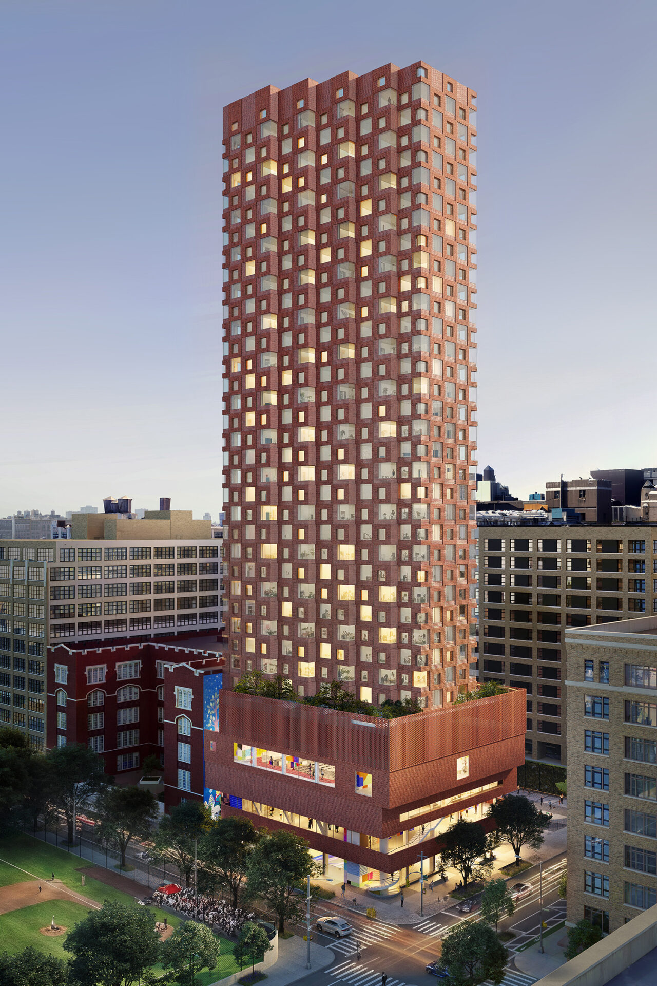 Hudson Mosaic by Herzog & de Meuron with Curtis & Ginsberg Architects in New York, NY. Image: Courtesy The Hudson Mosaic Development Team.