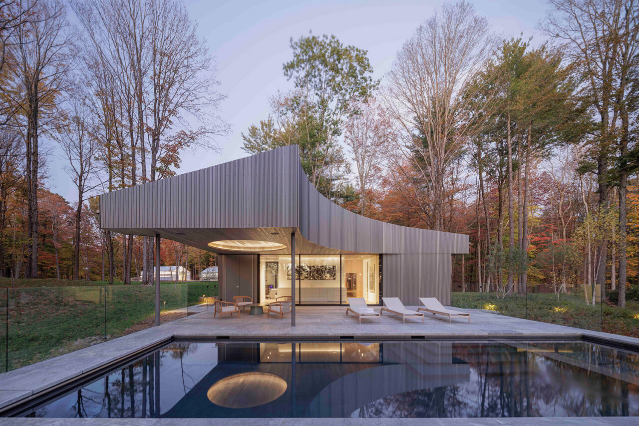 Chatham Guest House by Desai Chia Architecture with Wagner Hodgson Landscape Architects and Rimol Greenhouses in Chatham, NY. Image: Paul Warchol.