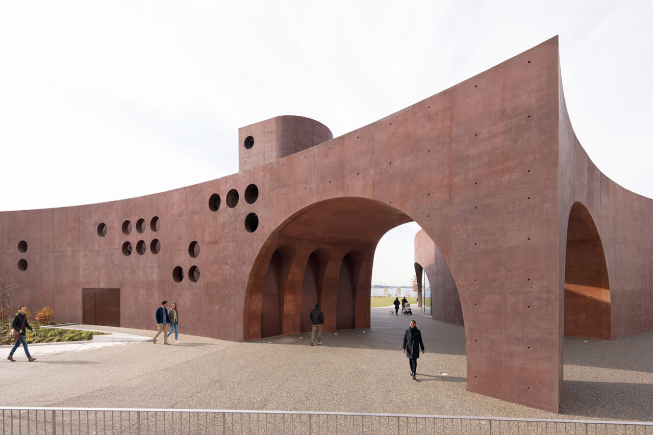 Wagner Park Pavilion by Thomas Phifer and Partners in New York, NY. Image: © Scott Frances.