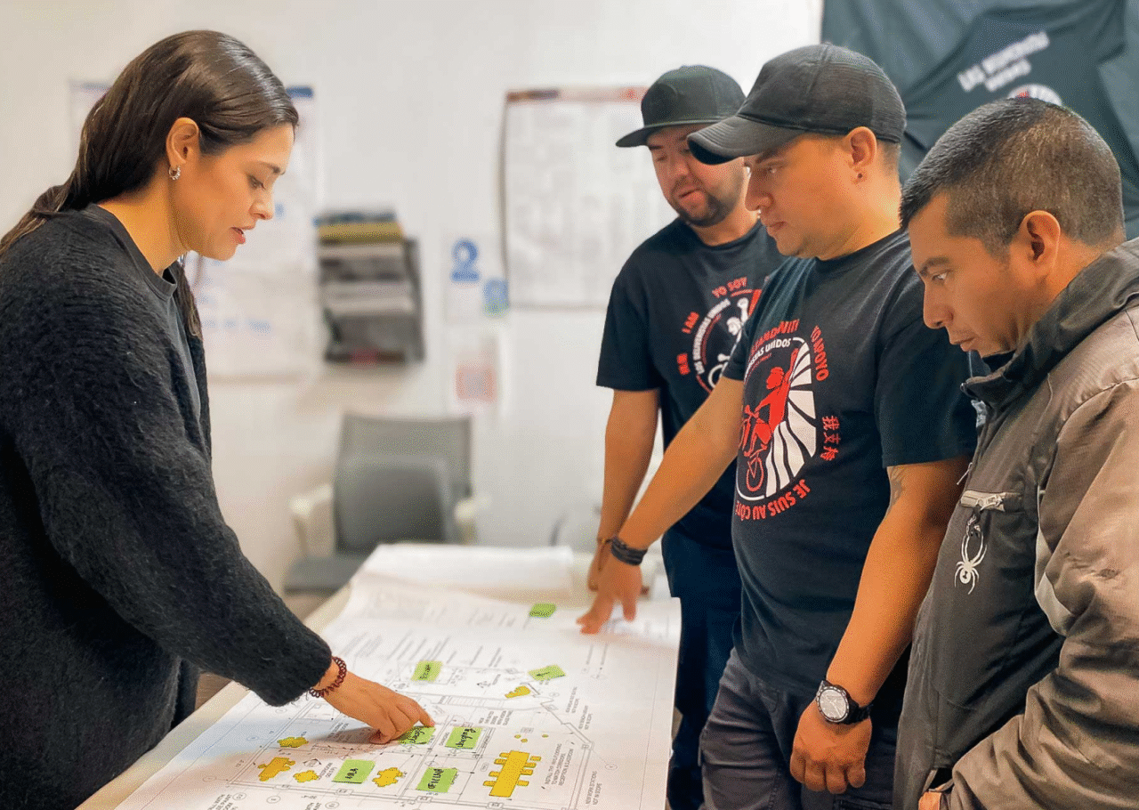 Co-design session with gig workers and representatives of Los Deliveristas Unidos.