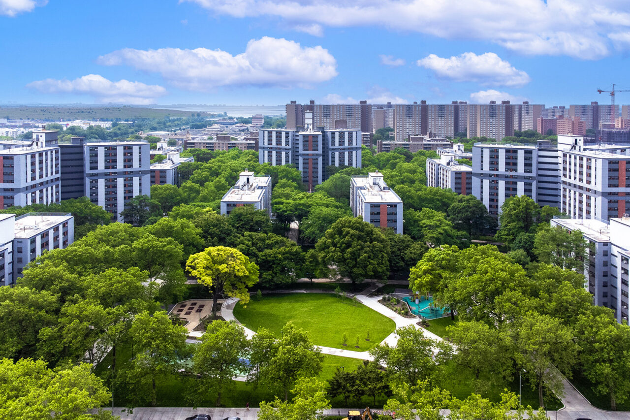 Linden Houses by Curtis + Ginsberg Architects in Brooklyn, NY. Photo: 2025 Terrain-NYC.