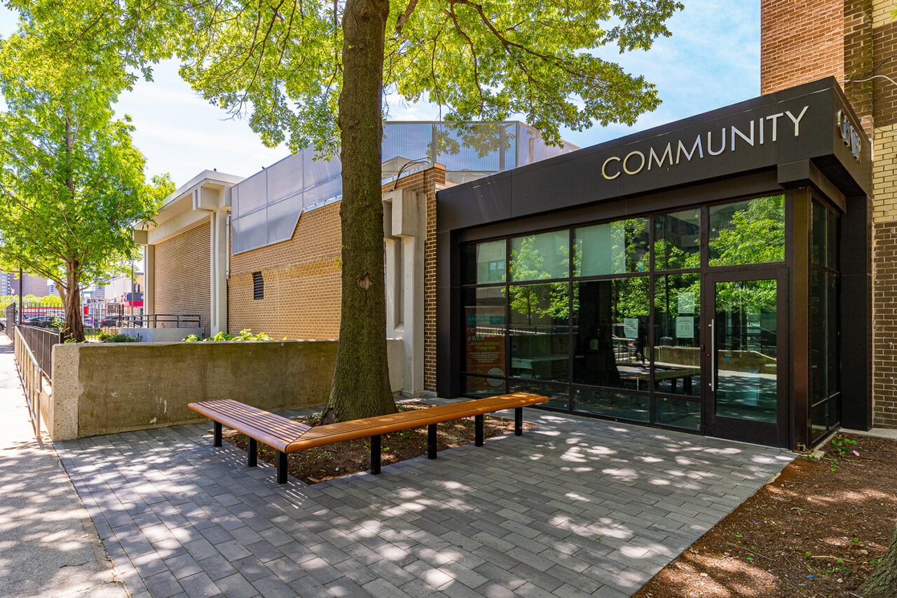 Penn Wortman Community Center seating area by Curtis + Ginsberg Architects in Brooklyn, NY. Photo: Sylvester Zawadzki for Douglaston Development.