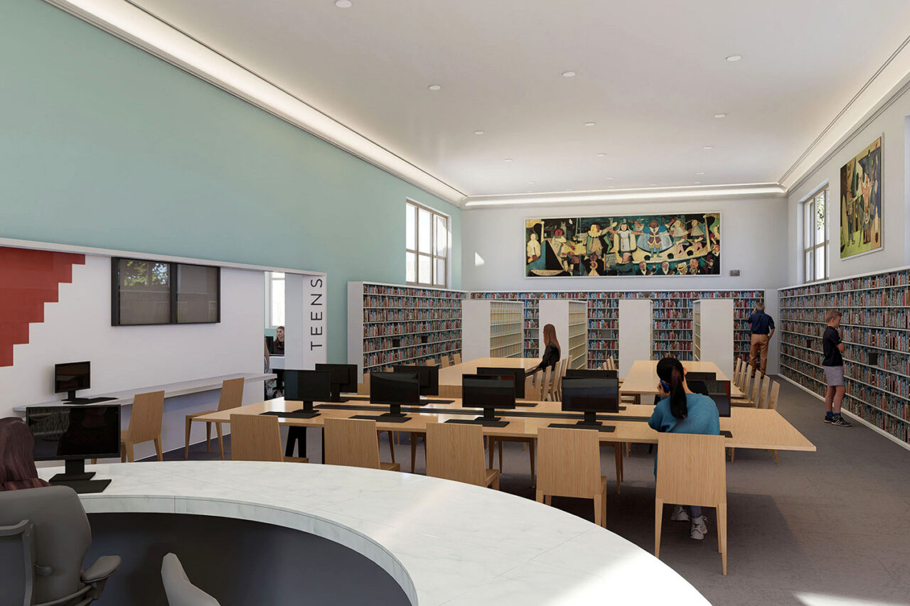 The Astoria Library by Yoshihara McKee Architects in Queens, NY. Image: Yoshihara McKee Architects.