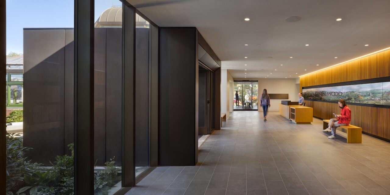 From the lobby of the new visitor center, guests to the cemetery can now easily access exhibitions, information, public programming, and the cemetery’s archives.