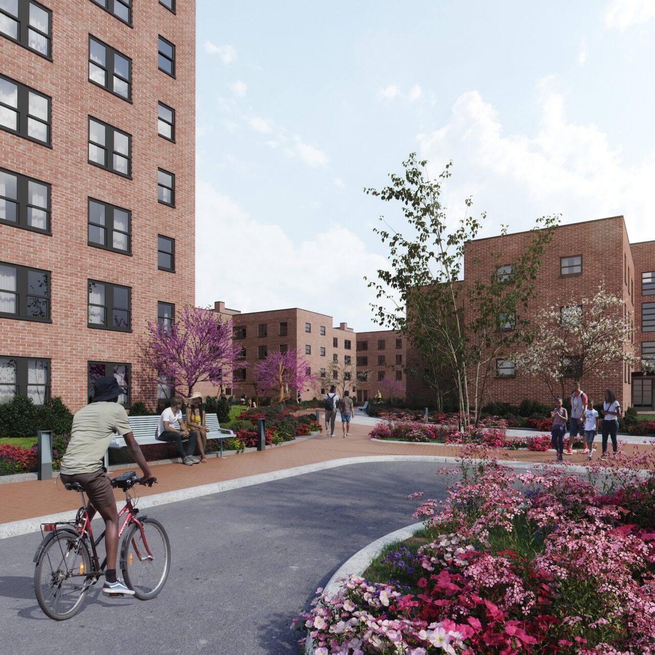 A rendering of the redesign and modernization of Edenwald Houses in the Bronx.