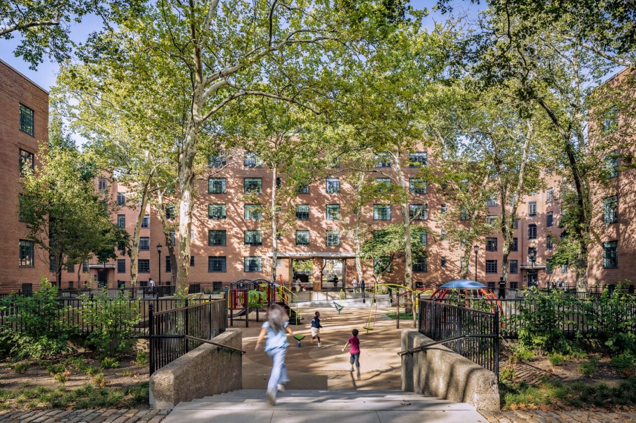 The renovation of the Harlem River Houses is a paragon among recently renovated public housing campuses, thanks to renovations led  by Curtis + Ginsberg Architects. Photo: Alex Severin.