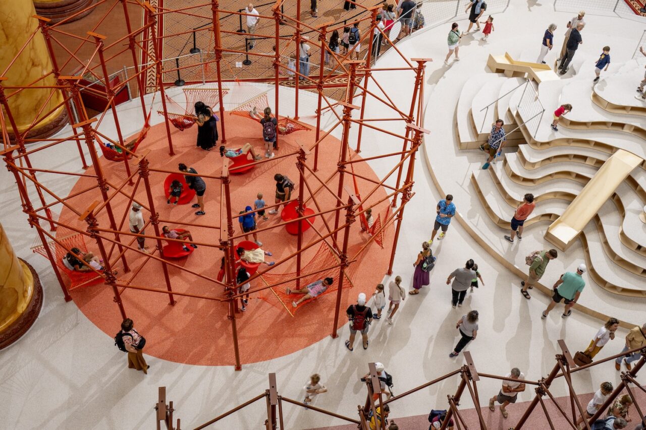 Children playing in the installation of The Playground