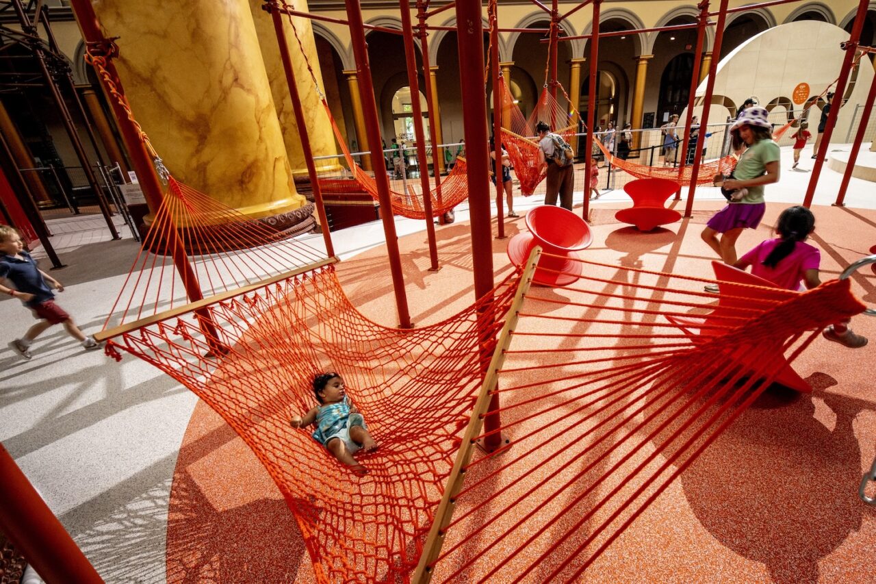 Children playing in the installation of The Playground