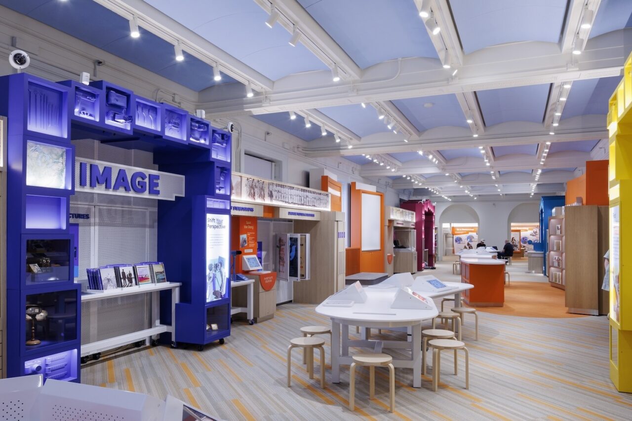 Installation view of various booths for The Source: Where Curiosity Sparks Discovery at The Library of Crongress