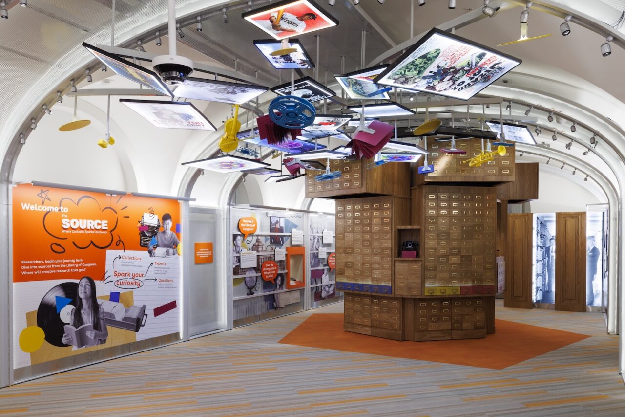 Interior view of The Source: Where Curiosity Sparks Discovery at The Library of Congress by SKOLNICK Architecture with Hyperquake in Washington, D.C.