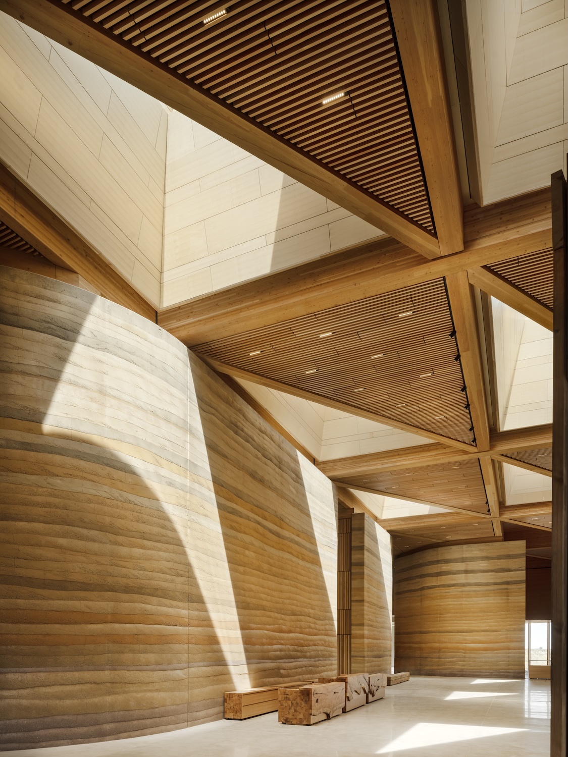 Interior of The Theodore Roosevelt Presidential Library in North Dakota. Photo: Nic Lehoux.