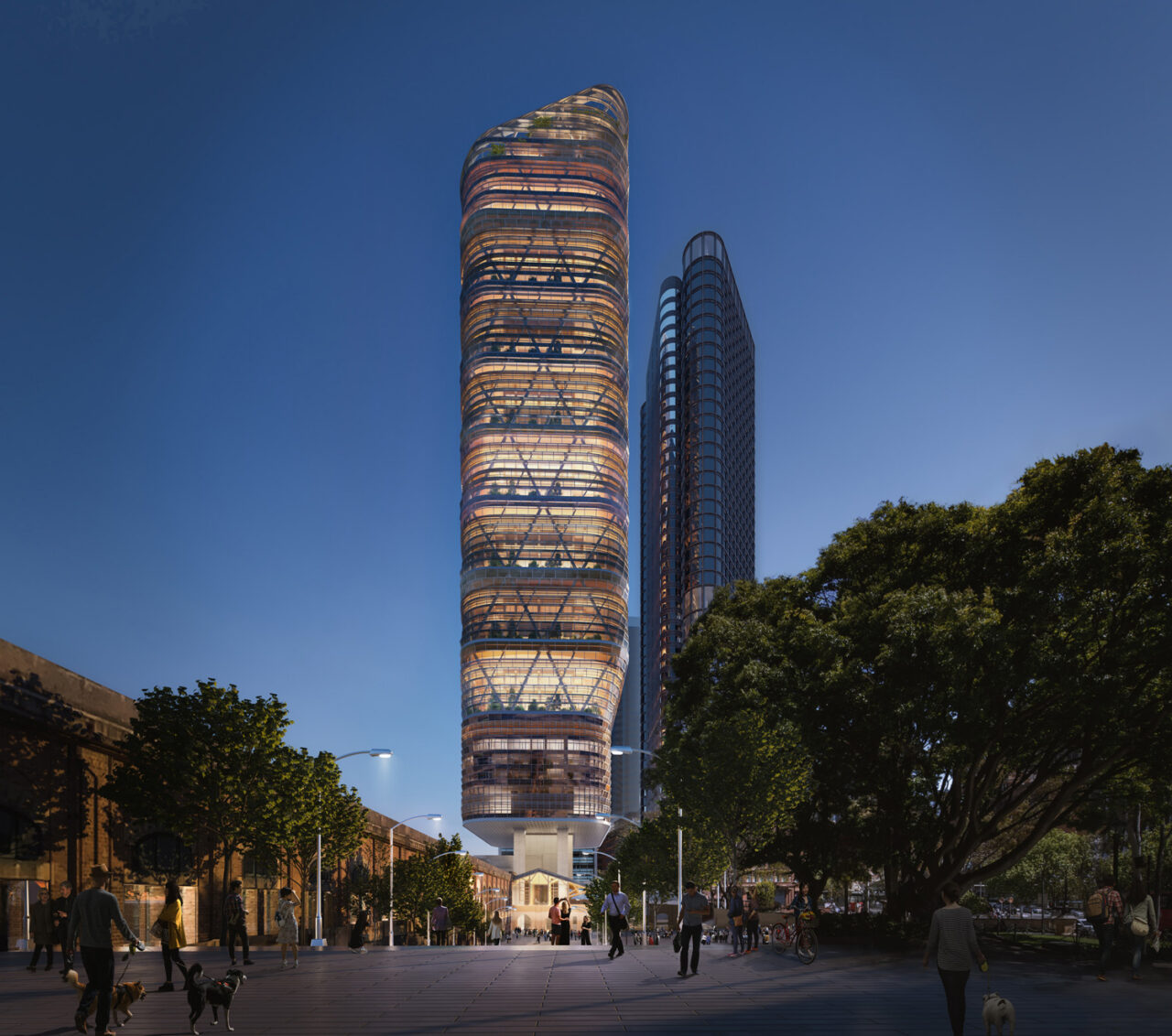 The Atlassian Central designed by SHoP Architects and BVN Architecture at Night