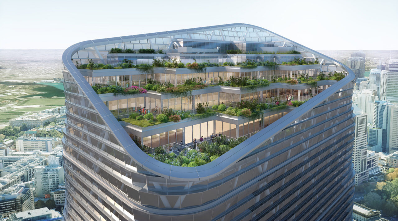 View of an elevated park of The Atlassian Central
