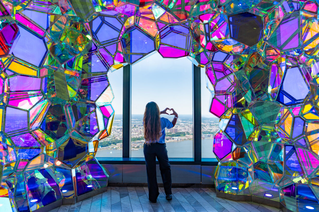 Visitor at the Skyrise installation at Edge NYC.