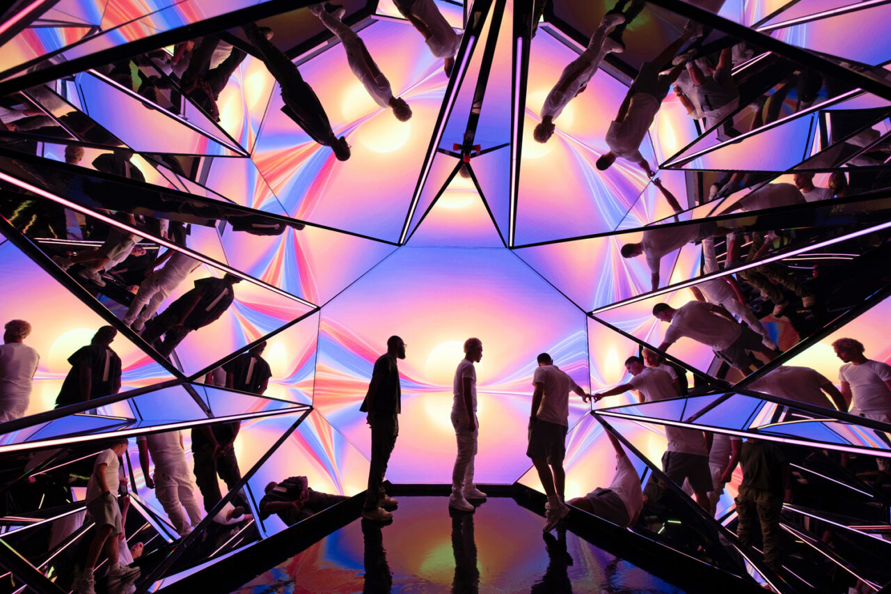 Visitors at the Skyrise installation at Edge NYC.