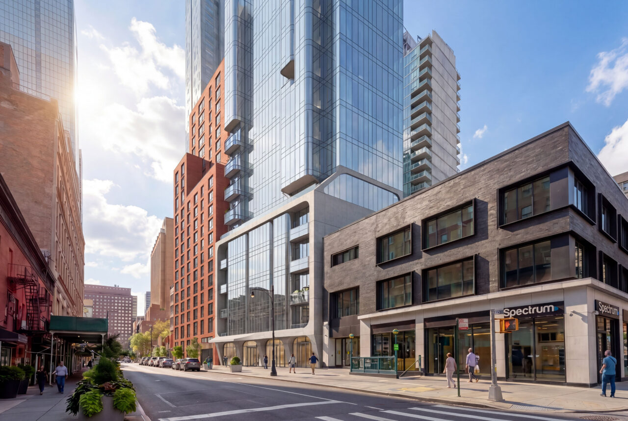 Street view of the new tower at 245 Duffield Street