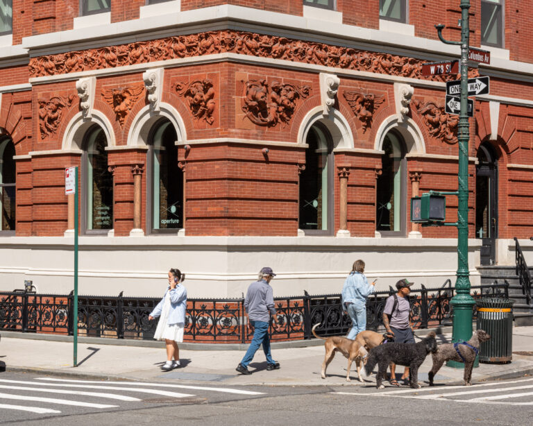 Exterior of the new Aperture space on Columbus Avenue and 78th Street, seen at street level