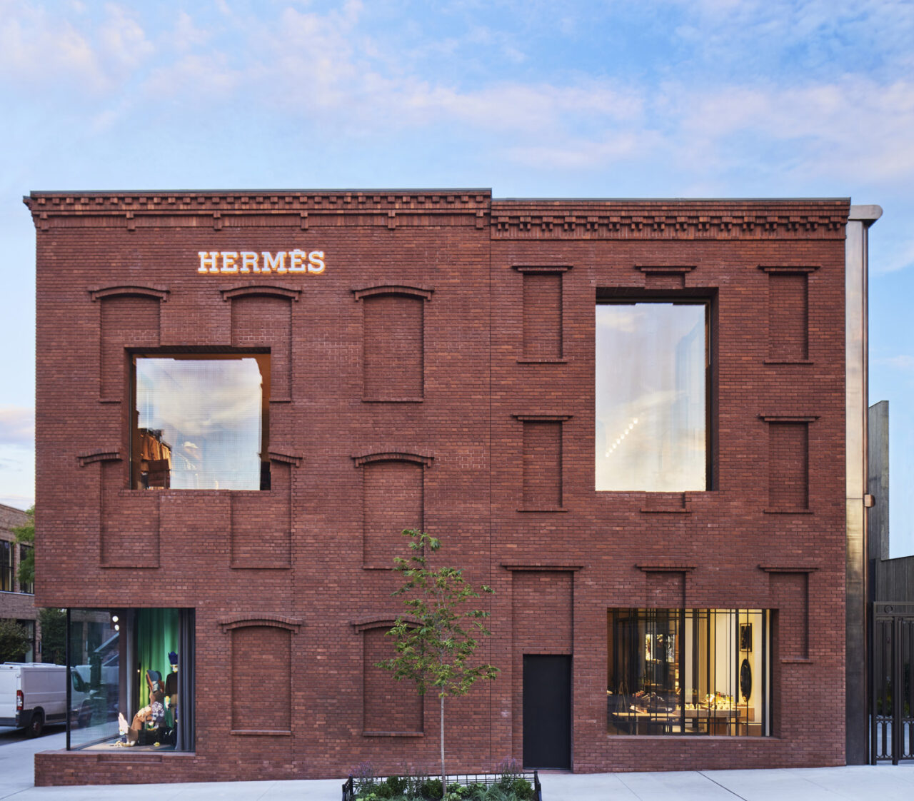 Exterior of the new Hermès store in Williamsburg