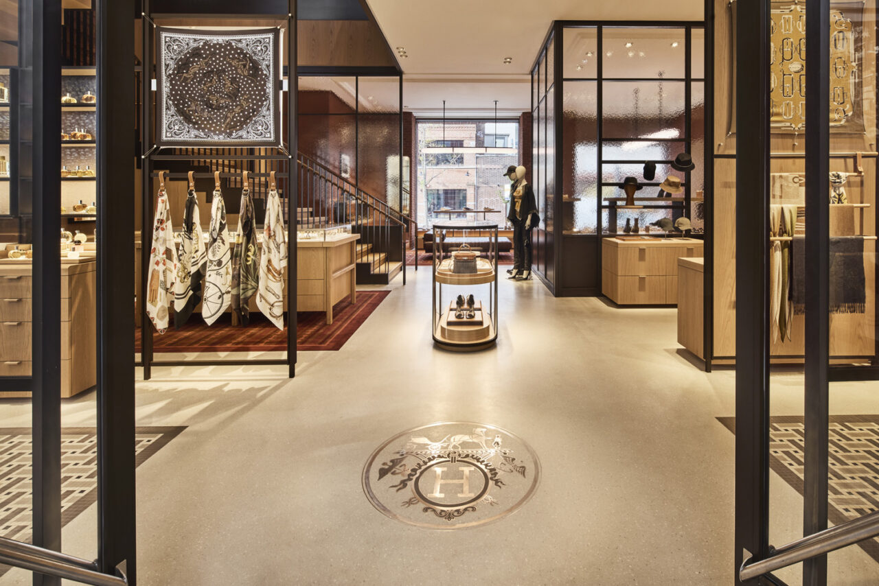 Interior of the new Hermès store in Williamsburg