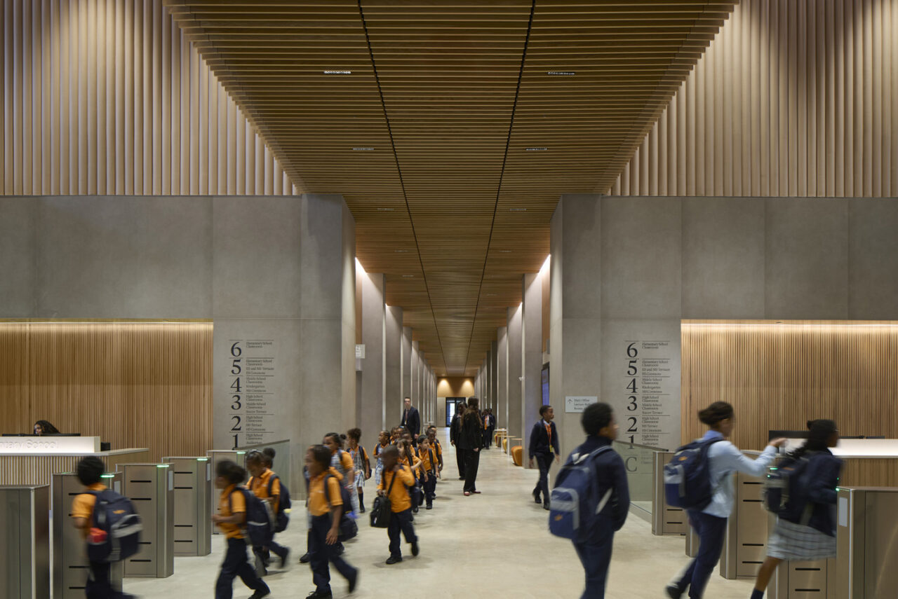 Interior “Scholar Spine” of Success Academy at 101 East 150th Street