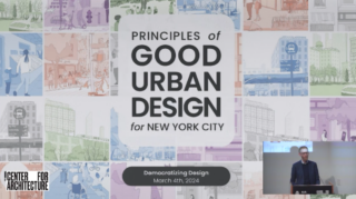 Image of Speaker presenting the Democratizing Design: NYC’s Principles of Good Urban Design presentation