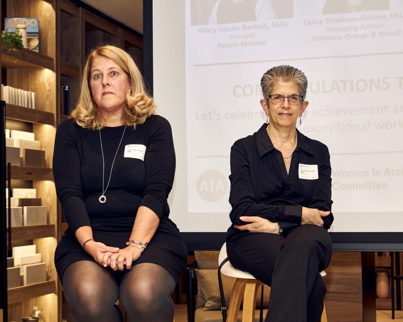A group photo of attendees at the 6th annual ‘Happy Hour: Honoring the 2021 Women Fellows’ event at the Cosentino showroom.