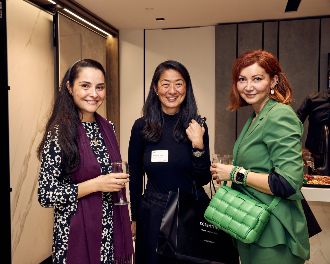 A group photo of attendees at the 6th annual ‘Happy Hour: Honoring the 2021 Women Fellows’ event at the Cosentino showroom.