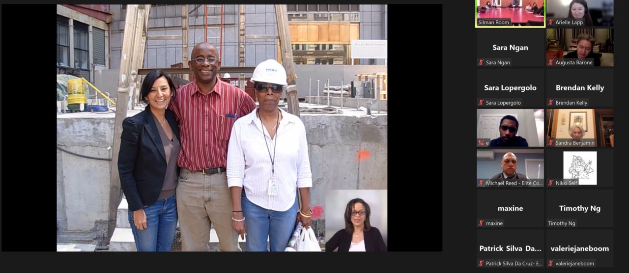 A candid photo from the AIANY WIA February Committee Meeting and Design Presentation