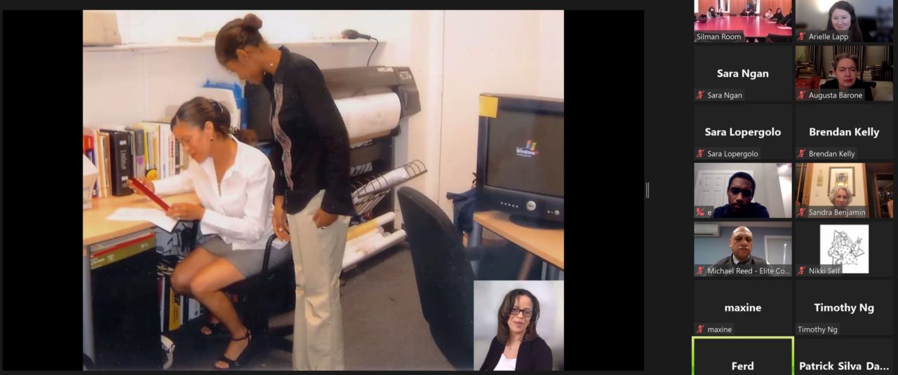 A candid photo from the AIANY WIA February Committee Meeting and Design Presentation