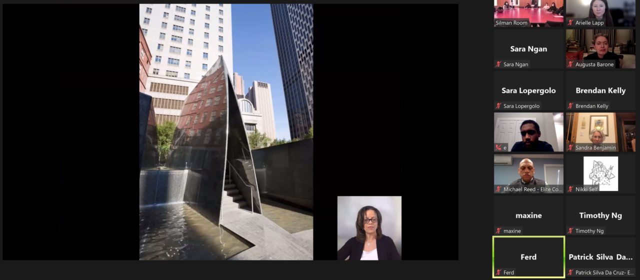 A candid photo from the AIANY WIA February Committee Meeting and Design Presentation